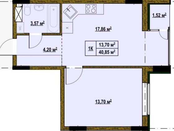 Велика однокімнатна квартира 40кв.м, Троєщина Киев