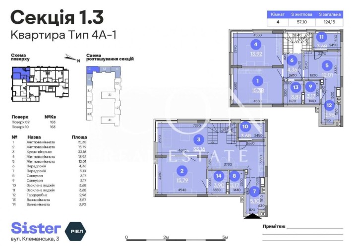 Продаж 4к квартири |124м²| ЖК Sister - фото 1