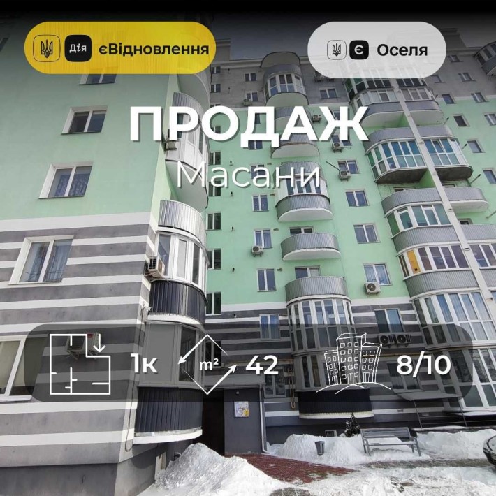 MZ, 1-кімнатна квартира в новобудові, молодіжний район Масани - фото 1