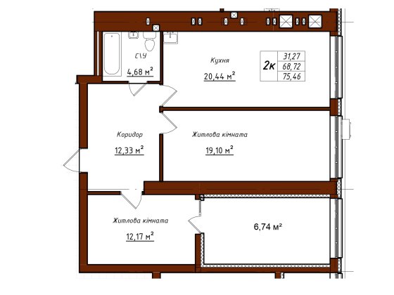 Двокімнатна квартира в ЖК "ART HOUSE" Чернигов