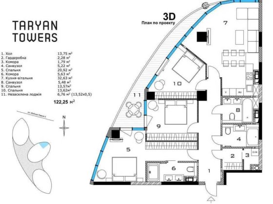 NEW! БЕЗ% 2 Вежа 122м2 ЖК Taryan Towers Іоанна Павла Печерськ Центр Київ