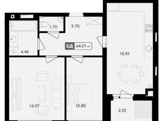 Продаж 2к квартири PREMIER BAY, 3секція, 2 поверх Черкассы