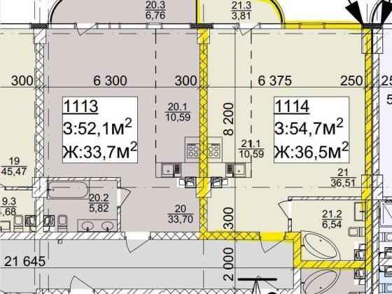 Квартира 54,15 кв. м в центрі міста ЖК Neboshill Дніпро