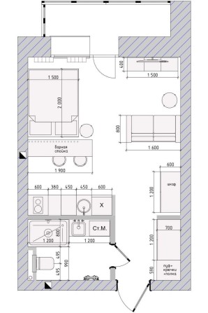 Студія в 10хв від м. Чернігівська, розстрочка. Акція до 20.04 - фото 1