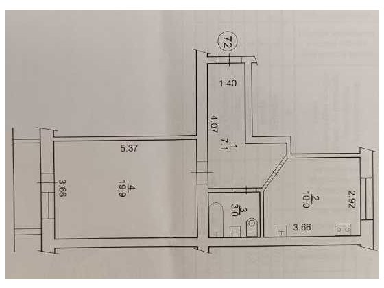 Квартира однокімнатна, 42,6 кв.м. Киев