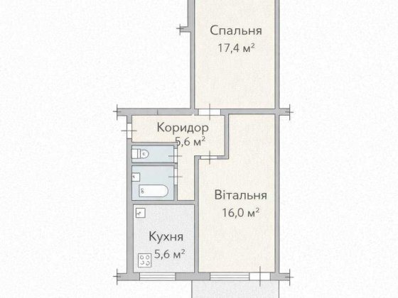 2-кімнатна квартира по вул. Вітрука Житомир