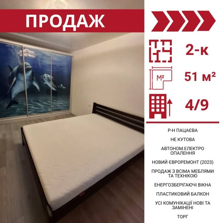 Продається 2-к квартира в Кропивницькому , р-н Пацаєва - фото 1