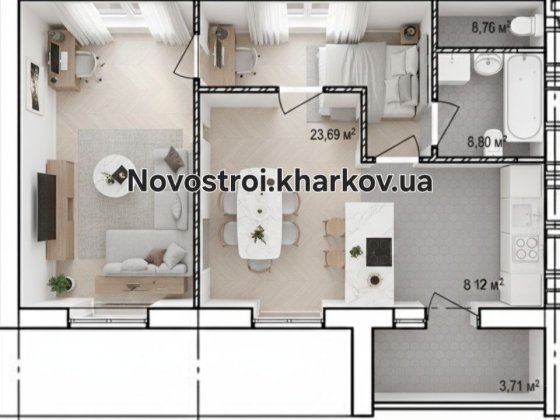 Квартира 2-комнатная в ЖК Птичка 56м2 по лучшей цене 24999$ Документы Харьков