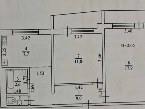 Продам просторную 2к квартиру на Алексеевке под Ваш ремонт!57м2(90770) Харьков