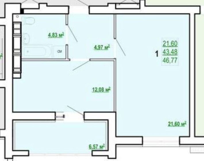 Продам 1 комнатную квартиру ЖК Сказка 47м2 VW - фото 1
