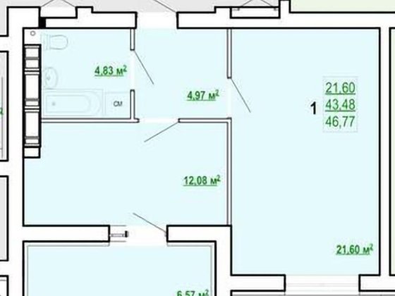 Квартира 1-комнатная 47м2 ЖК Сказка,Ул.Полтавский Шлях 184А корпус 9 Харків