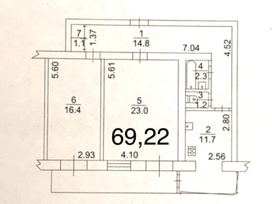 Велика/простора 2-X кім вул. Кониського \Тургенівська  67  Метраж 69.2 Київ