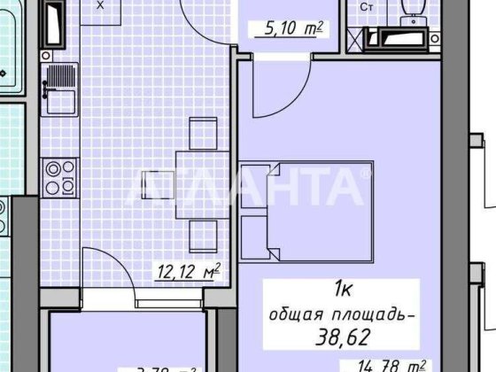 1 ком.38,62 кв.м. с балконом в ЖК Атмосфера. Востребованная планировка Одеса