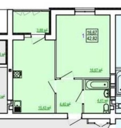 Продам 1 комнатную квартиру ЖК Сказка, Холодная гора, 43м2 VW - фото 1