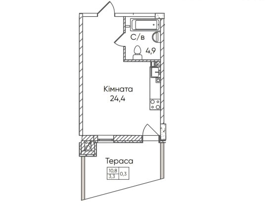 Продам 1-но комнатную квартиру с террасой. Рассрочка 36 месяцев Одеса