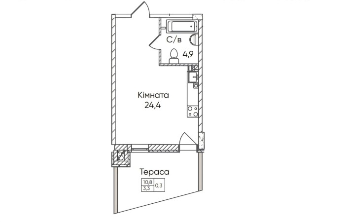 Продам 1-но комнатную квартиру с террасой. Рассрочка 36 месяцев - фото 1
