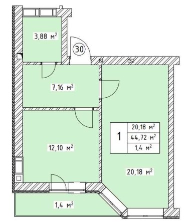 Однокімнатна квартира з частковим ремонтом / Львівський Маєток - фото 1