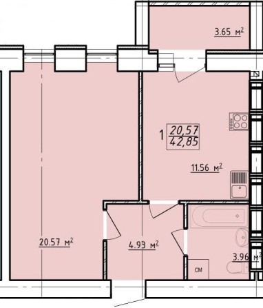 Продам 1 комнатную квартиру ЖК Левада-2, Гагарина 43м2  VW - фото 1