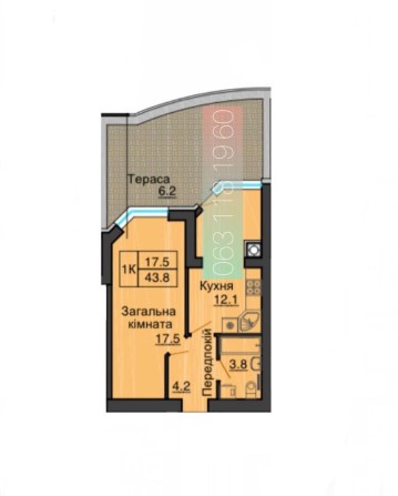 Без комісії продаж однокімнатної з терасою 44 м2 в Софія Резиденс - фото 1