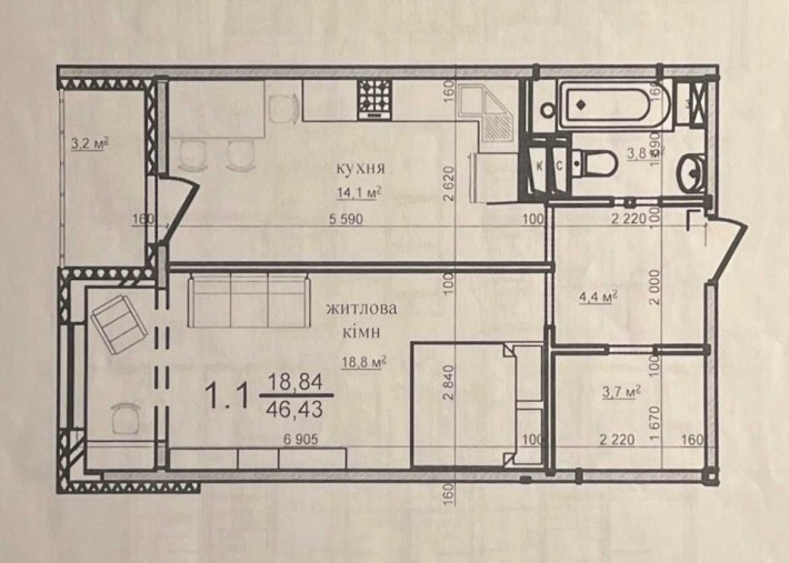 Квартира на Клавдієвській, Підлісна, Святошинський р-н., Київ - фото 1