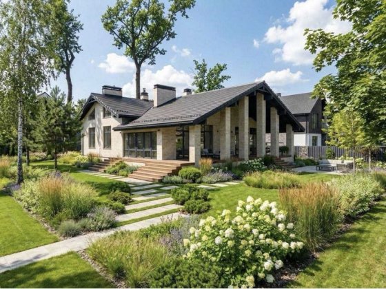 Преміум одноповерховий будинок у закритому котеджному містечку. Травертин, центральні комунікаціі, г