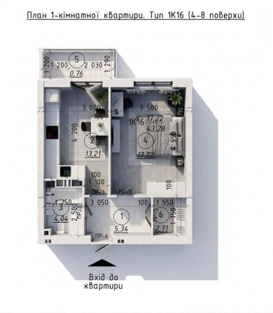 Продаж 1-кімнатної квартири 43м2 в центрі м.Вишгород, ЖК “Борисо-Глібський 2” - фото 1