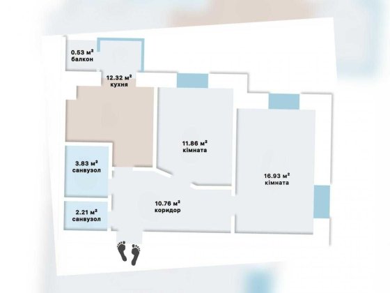 2-кімнатна квартира 59 м² з газовим опаленням | ЖК Покровський Гостомель