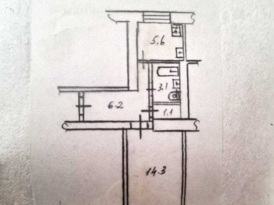 Однокімнатна квартира на третьому поверсі Шостка