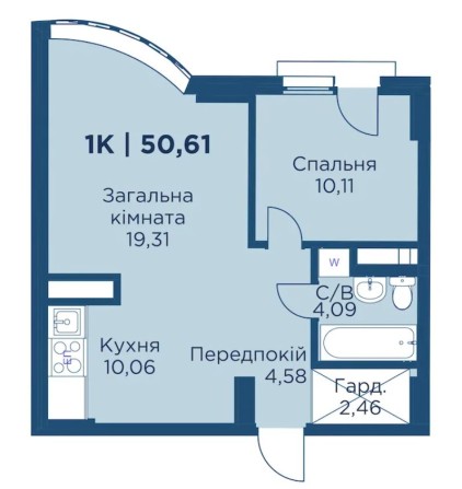 Продам простору однокімнатну квартиру з гардеробом в ЗДАНОМУ ЖК Lystopad - фото 1