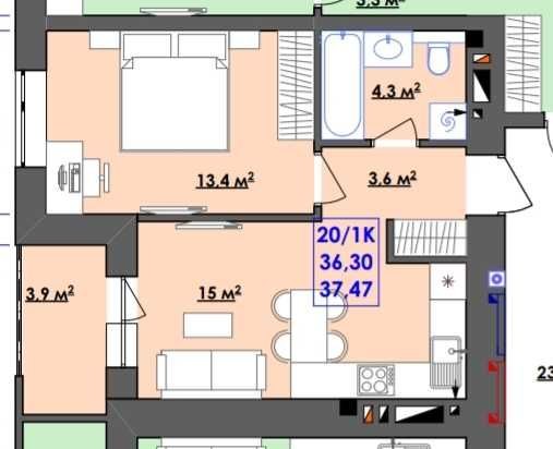 Продаж 1 к.квартири! ТОП-ЦІНА! Будується - фото 1