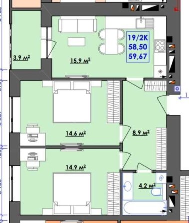 Продається 2 к.квартира - будується! Є розтермінування - фото 1