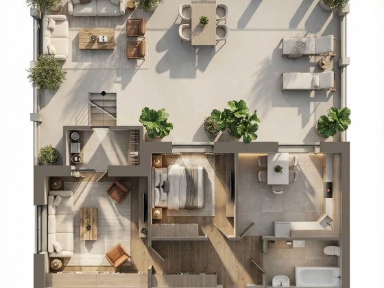 2-к квартира 53,3 м2 з двориком 70 м2 - Амстердам Клубний, Білогородка