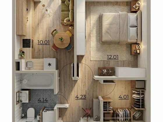 Простора 1к квартира 36,8м2, балкон, гардеробна, Комфортне містечко Residence
