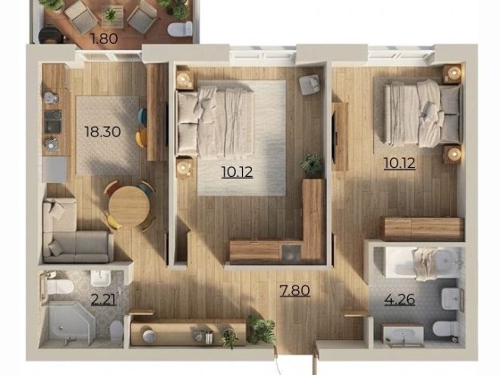 Простора 2к квартира на етапі будівництва по ціні 1к в зданому будинку, ЖК Комфортне містечко Reside Святопетрівське