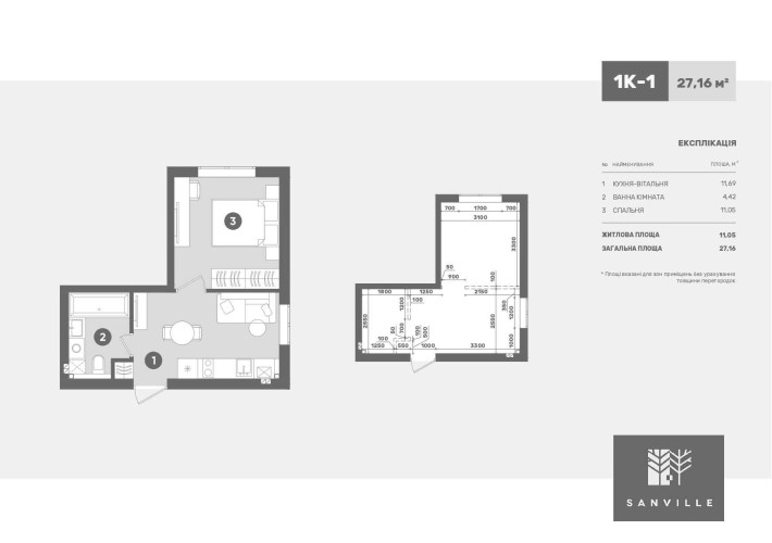 Продаж 1к 27,16м2 в ЖК Sanville park! Газ! Розтермінування! - фото 1