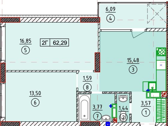 Євро 3к з розтермінуванням 12 міс! 62кв.м Вишневе