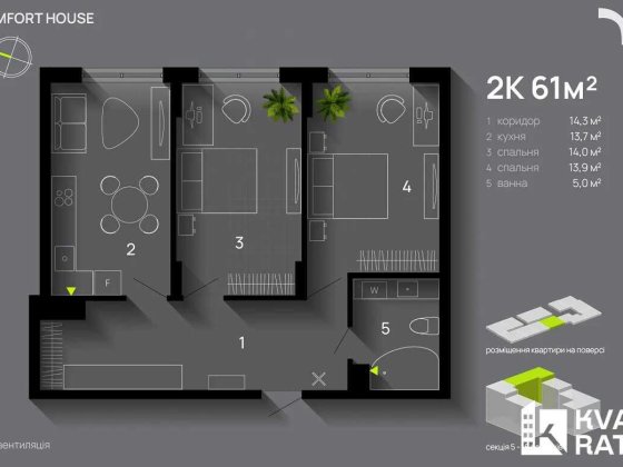 Здана 2 кім квартира біля річки Ивано-Франковск