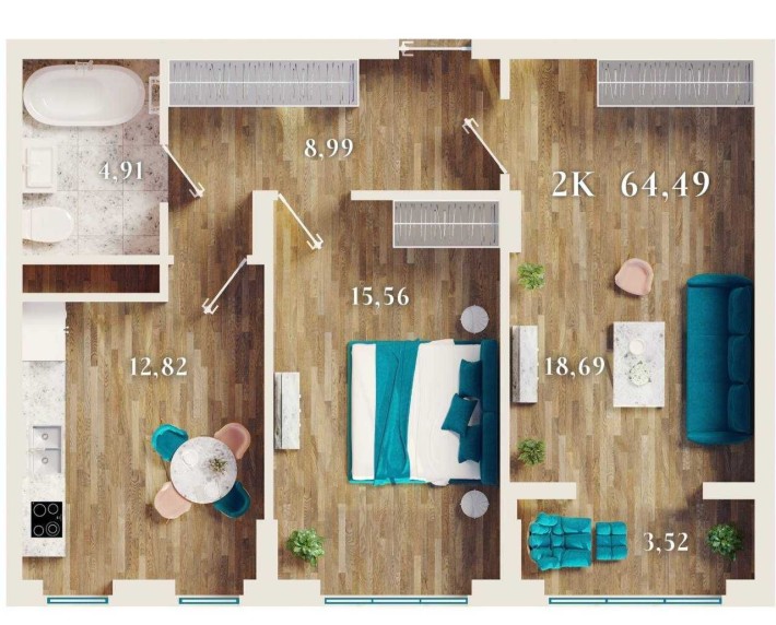 ПРОДАЖ сирець 2 кімнати 64.49м2 поблизу парку - фото 1