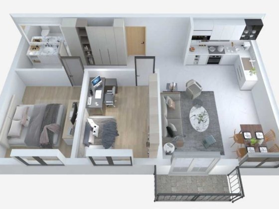 Чудова 2 км квартира з кухнею-студію і 2 окремі кімнати, 850$\м2 Івано-Франківськ