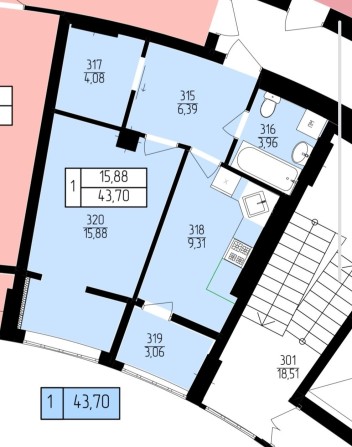 Однокімнатна квартира в новобудові місто Рівне від забудовника має 2 лоджії+гардероба вікна у двір.п - фото 1