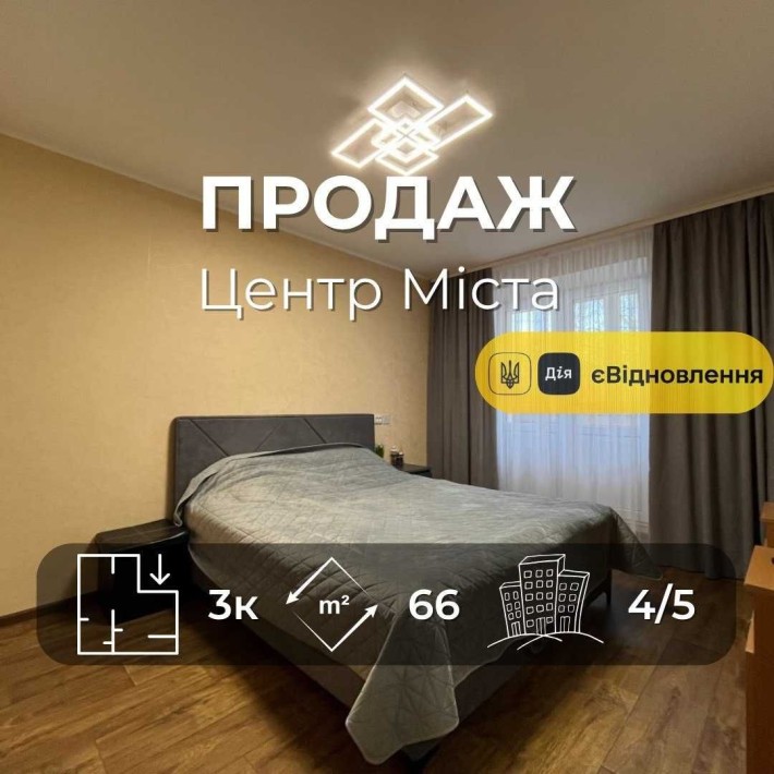 Центр Міста, сучасна 3 кімнатна квартира 66м2 з ремонтом,Сертифікат(NN) - фото 1