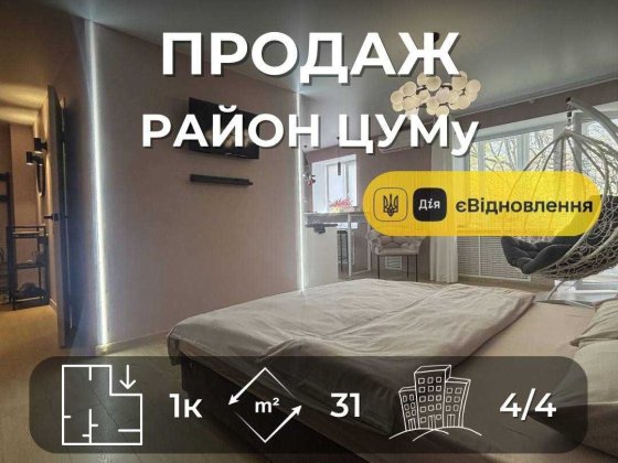 1 кімнатна квартира з дизайнерським ремонтом, меблями та технікою біля ЦУМу RB