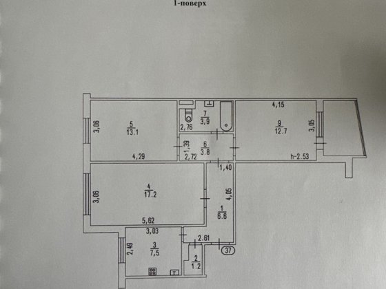 3 к квартира, 68,7 м кв,  1/9  ПЗР