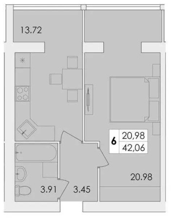 1 кімнатна в новобудові , розтермінування на 3 роки - фото 1