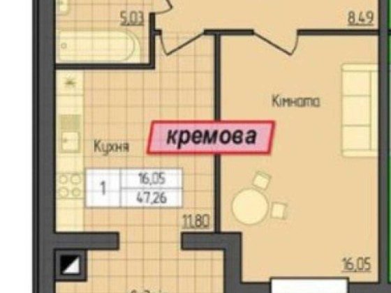 1-но кімнатна ЖК Домбровський