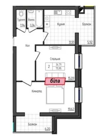 2 кімнатна квартира в новобудові - фото 1