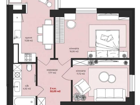 Продаж 2 кімнатної квартири БЕЗ КОМІСІЇ в центрі Житомира
