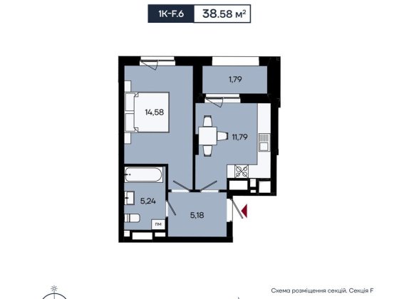 1 кімнатна квартира | 39 м.кв | вигляд на ліс Житомир