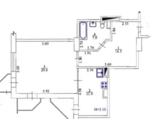 Продам 1к квартиру 71м2 в ЖК МОНТЕ ПЛАЗА, м. 23 Серпня (19963) Харьков