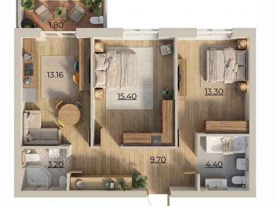 Продаж 2к квартира 52,5 м2 на етапі будівництва по супер вигідній ціні, ЖК Комфортне містечко Reside Софиевская Борщаговка